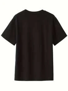 Herren-T-Shirt mit Slogan-Aufdruck, Rundhalsausschnitt und kurzen Ärmeln - Schwarz - Übersicht 2