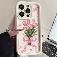 Esta funda para teléfono con estampado de tulipanes y diseño de pintura al óleo es compatible con Apple  16E/15/14/13/12/11/Pro/PLUS/Pro Max/MINI, S/A/M/NOTE, S/G/EDGE/E, Transition Spark/HANTOM/CAMON/INFINIX, Honor 400/PLAY/X/Y, OPPO Reno/A/F, 14/Redmi/POCO/NOTE y otros modelos. Está fabricada con TPU transparente, sencillo, elegante y resistente. Es una opción ideal para San Valentín, Halloween, Navidad, para uso personal o como regalo. - Blanco - Ver 10