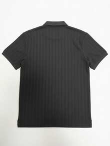男士夏季純色翻領 Polo 衫,短袖休閒/商務風,正式場合必備 - 黑色 - 查看 8
