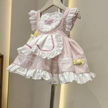 1pc Vintage Valentine's Day Bow Decor Pearl Dress, Pet Clothing For Dogs Cats Teddy Poodle - Pink - View 2