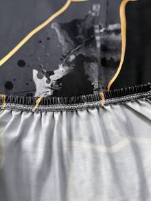 1/4/6pcs Milk Silk High Backrest Chair Covers, Black & Gold Geometric Print, Minimalist Textured High Elasticity Dust-Proof, Suitable For Living Room, Dining Room, Bedroom, Study, All Seasons - Multicolor - View 10