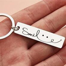 Móc khóa khắc hình mặt cười tối giản, bằng thép không gỉ, quà tặng cá nhân hóa cho Ngày Valentine, Giáng sinh, Kỷ niệm, Sinh nhật. - Đơn giản - Xem 6