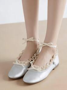 1/2 Pairs Spring/Summer Bow Lace-Up Ballet Mary Jane Flats Accessories Ankle Socks - Multicolor - View 13