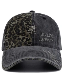 JZML 1pc Unisex Leopard Print Patch & Letter Embroidery Baseball Cap - A - View 8