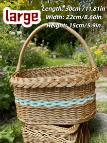 1个带提手的可折叠柳条野餐篮，天然手工编织复活节篮，复活节彩蛋糖果篮，浴室玩具收纳篮，礼品包装篮。白色，家居装饰，水果篮，礼品篮，波西米亚风家居装饰 - 籃子 - 查看 14