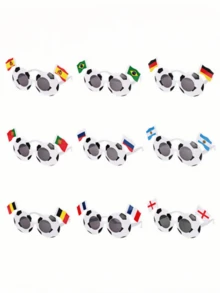 2副世界杯足球眼镜，联赛旗帜时尚眼镜，啦啦队氛围道具 - 彩色 - 查看 3