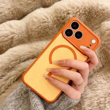 DECOPHONE 磁吸式手机壳，仿肤防震磨砂透明高凸起镜头保护盖，精准开孔设计，适用于苹果 17 Pro / 17 Pro Max。 - 橘色 - 查看 9