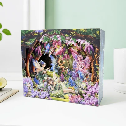 一套森林花仙子生日贺卡，3D四层花盒贺卡，含信封，送给家人和朋友的最佳礼物，可用于花园装饰，适合周年纪念日、婚礼、复活节、毕业季、母亲节、新娘送礼会、生日、感谢等场合 - 文具、圣诞节