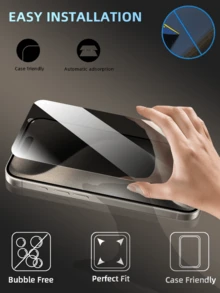 3片装隐私屏幕保护膜，兼容 17/16/15 Pro Max/14 Plus，钢化玻璃材质，兼容 13/11 Pro/X/XS Max/12 Mini/XR/6/7/8 Plus/SE2/SE3，防窥屏 - 無色 - 查看 9