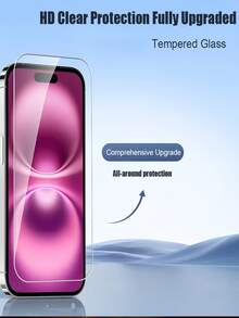 2片装钢化玻璃屏幕保护膜,兼容 17/16/15/14/13/12/11/XR/XS/X Max/6/6s/7/8/SE20/SE22/SE23 - 無色 - 查看 7