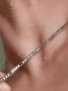 1 pieza Collar de cadena minimalista y cool de estilo hip-hop - Plateado - Ver 1