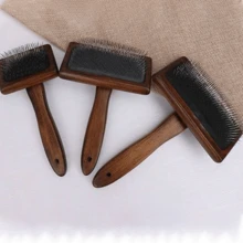 1 chiếc lược chải lông rụng bằng gỗ cho thú cưng, dùng được cho cả chó và mèo, lược massage gỡ rối lông cho thú cưng lông dài, lược chải lông chống tĩnh điện, lược chải lông bằng gỗ cho thú cưng. - Nhiều màu - Xem 3