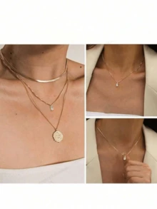 1件装女士钻石项链，祖母绿诞生石项链，优雅黄金项链（送给母亲），蓝绿色立方氧化锆吊坠项链，女士珠宝生日礼物 - 彩色 - 查看 3