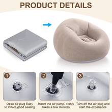 [Có bơm chân] Ghế thư giãn bơm hơi siêu thoải mái - Ghế sofa, ghế đẩu, ghế ngồi đa chức năng 3 trong 1, kiểu ghế lười, dùng được cả trong nhà và ngoài trời - Thích hợp cho ngoài trời, nhà cửa, sân vườn, chơi game và cắm trại - Lý tưởng cho mùa xuân, Ngày của Mẹ và Lễ Phục Sinh, Kích thước: 107cm x 104cm x 69cm - Nhiều màu - Xem 3