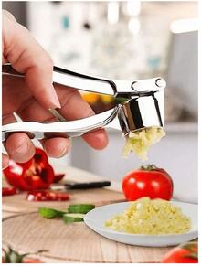 Meoky 1pc Stainless Steel Garlic Press | Manual Garlic And Ginger Crusher | Rustproof, Easy To Use And Clean | Ideal For Kitchen, Restaurants And Home - Silver - View 2