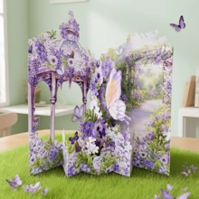 1pc Purple Flower Birthday Greeting Card, 3D-Fake Butterflies Flowers Greeting Card With Envelope, Best Gift For Family And Friends, For Garden Decor, Family And Friends, Suitable For Anniversary, Wedding, Easter, Graduation Season, Mother's Day, Bridal Shower, Birthday, Thank You - Stationery,Christmas - Multicolor - View 9