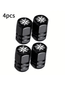 Bộ 4/8 nắp van lốp xe ô tô - Nắp van bánh xe hợp kim nhôm họa tiết la bàn đa năng, phù hợp với hầu hết các loại xe hơi, xe đạp và xe máy. - A - Xem 2
