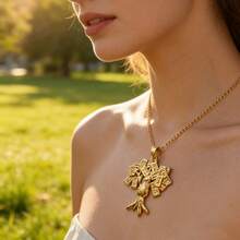 dollrinboy 1 pieza Collar con colgante de árbol de billetes de $100 chapado en oro de 14K, adecuado para mujeres y hombres, colgante de árbol de dinero, cadena plana de eslabón curvo de 3 mm - árbol del dinero - Ver 8