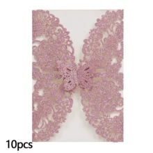 10pcs Glitter Butterfly Wedding Invitation Cards, Wedding Birthday Party Invitation Decoration Supplies Gift - 10pcs - View 20
