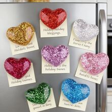 12 pièces/6 pièces/3 pièces Aimants réfrigérateur en forme de cœur brillants - Aimants de réfrigérateur pailletés convenant pour les tableaux blancs et les cuisines, décoration de bureau mignonne, cadeau de la Saint-Valentin pour elle, fournitures pour la maison - multicolore - Voir 2