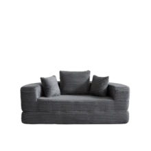 A Versatile Two-In-One Sofa Bed, Ideal For Compact Living Spaces, That Can Be Used As Both A Semi-Circular Sofa And A Round Daybed. The Armrests Feature Fabric Pockets. - Grey - View 6