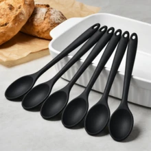 Bộ thìa trộn silicon chịu nhiệt, dụng cụ nhà bếp thiết yếu chống dính - Dùng cho nấu nướng, khuấy trộn hàng ngày - An toàn với máy rửa chén (Đen/Đỏ/Xám, bộ 2/4/6 chiếc) - màu đen - Xem 13