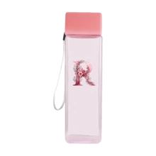 Bình nước trong suốt 500ml, cốc nước thể thao ngoài trời unisex, cốc nhựa in hoa và chữ sáng tạo, bình nước du lịch ngoài trời di động, bình trà và đồ uống in hoa, quà tặng. - Hồng - Xem 22