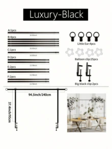 Giá đỡ thanh treo bàn có kẹp - Giá đỡ vòm bàn điều chỉnh được, thanh kim loại để trang trí đám cưới, sinh nhật, Halloween và Giáng sinh. - Xem 11