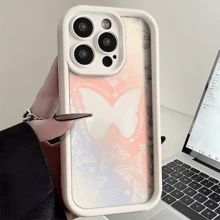 Esta funda para teléfono con estampado de mariposas en degradado es compatible con Apple  16E/15/14/13/12/11/PRO/PLUS/PROMAX/MINI, S/A/M/NOTE, S/G/EDGE/E, Transition Spark/HANTOM/CAMON/INFINIX, Honor 400/PLAY/X/Y, OPPO Reno/A/F, 14/Redmi/POCO/NOTE y otros modelos. Está hecha de TPU transparente, sencillo, elegante y duradero. Es una opción ideal para San Valentín, Halloween, Navidad, para uso personal o como regalo. - Burdeos - Ver 2