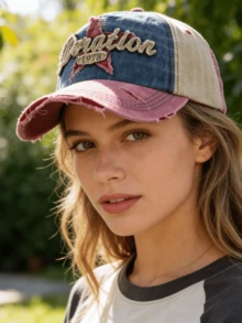 JZML 1pc Unisex Retro Distressed Letter Embroidered Baseball Cap - A - View 6