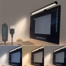 1pc LED Screen Light, Computer Screen Ambient Light, Indoor Lighting Lamp, Desk Lamp, Adjustable Three Colors, Three-Button USB Wire Control, 45-Degree Adjustable Angle, Computer Lamp, Eye-Care Lamp, Reading Light - USB - View 3