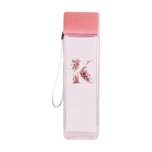 Bình nước trong suốt 500ml, cốc nước thể thao ngoài trời unisex, cốc nhựa in hoa và chữ sáng tạo, bình nước du lịch ngoài trời di động, bình trà và đồ uống in hoa, quà tặng. - Hồng - Xem 13
