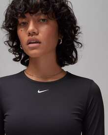 Nike Pro Mesh 运动紧身瑜伽健身上衣 - 黑色 - 查看 9