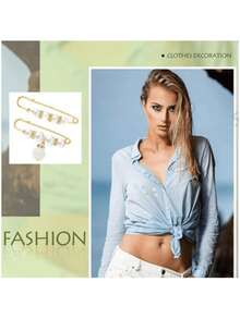 8枚珍珠胸针，女士女孩服装连衣裙裤子裙子开衫领子，仿珍珠胸针，女士裤子延长别针（无卡片） - 彩色 - 查看 2