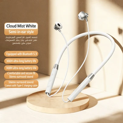 REMAX Auriculares Bluetooth inalámbricos, de estilo diadema, diseñados para deportes y running, diseño semi-intraural, batería de larga duración, sonido de alta fidelidad de 5,3 MHz, sonido envolvente estéreo 9D semi-intraural.