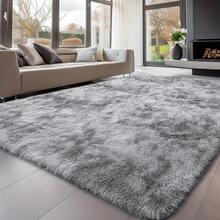 Ediție limitată de Ziua Mamei: 1 covor moale gri deschis tie-dye, 1 covor moale gri negru tie-dye, covor gros, covor plușat, covor toamnă/iarnă, covor living, covor decorativ, lavabil - Multicolor - Vizualizare 2