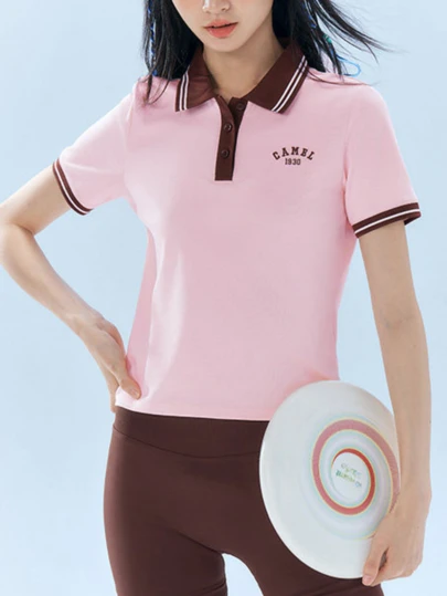CAMEL CROWN Camiseta deportiva para mujer, polo de manga corta, cómoda, transpirable, de secado rápido, adecuada para primavera y verano durante todo el año.