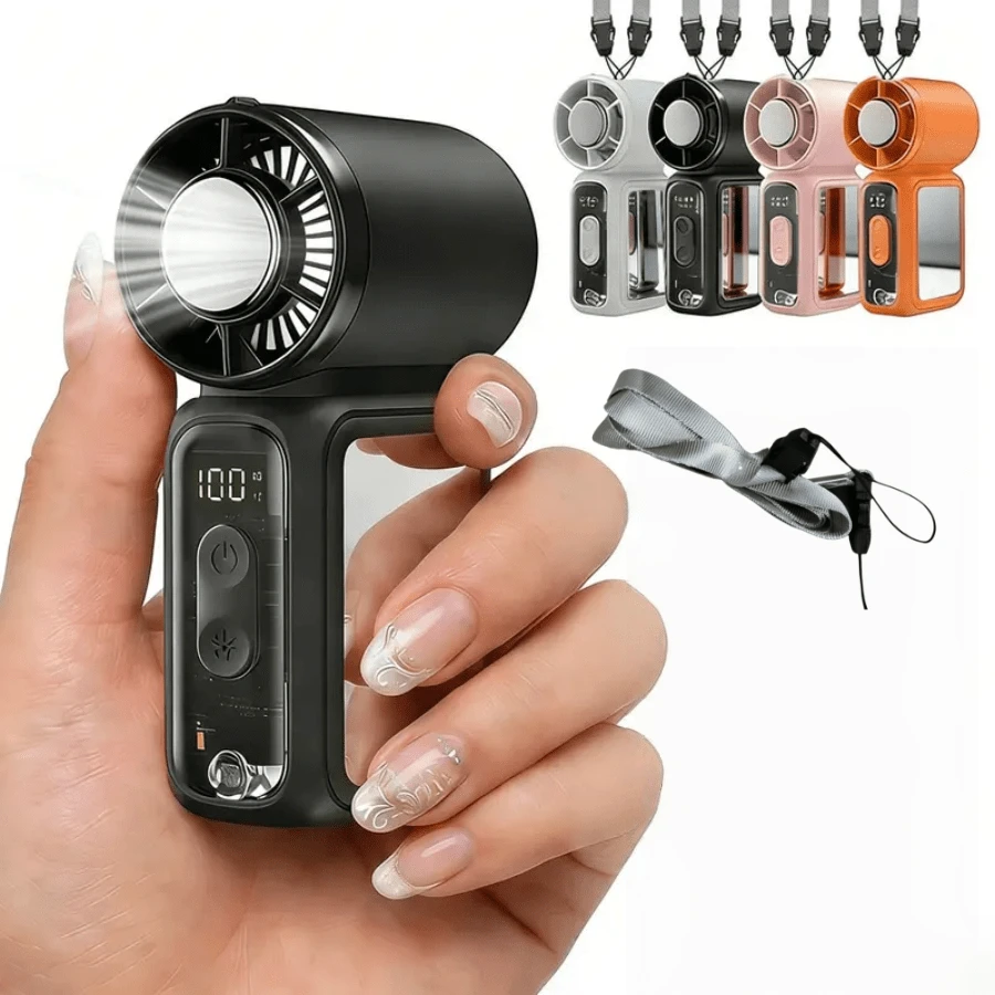 W&O 2026 Portable Fan,Ice Cooling Fan, Handheld Fan, Neck Fan,Mini Fan, 5000mAh 13H Long Lasting, 199 Speed Adjustable, LED Flashlight & SOS Light,Flashlight, Type-C Rechargeable, Ultra Quiet Mini Fan For Camping, Outdoor, Work, Travel, Dorm, Truck, Gift - Only Neck Strap (No additional purchase required - 查看 1