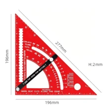 Regla de escuadra de carpintería de aleación de aluminio de 7 pulgadas, regla de ángulo de 90 grados con medidas en inglés/métricas - Regla triangular para trabajar la madera - Ver 12