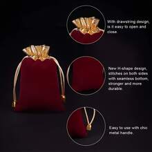 Velvet Jewelry Sachet With Gold-Plated Pull Cord - Elegant Flannel Gift Bag For Parties, Weddings And Special Events - 3 Sizes, Luxurious Material, Perfect For Jewelry Storage And Gift Giving - Multicolor - View 12