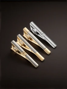 Bộ quà tặng 1 chiếc/4 chiếc kẹp cà vạt vàng dành cho nam giới, kiểu dáng tối giản sang trọng, thích hợp làm quà tặng Ngày của Cha và sử dụng hàng ngày. - Hộp quà tặng - Xem 4