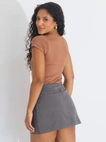 Kit 2 Women's Bodysuit With Square Neckline And Short Sleeves In Suplex - Black/Brown - View 4