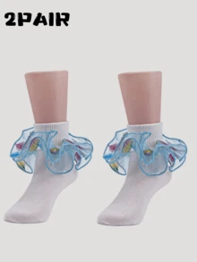 2 pares de calcetines de ballet con volantes para bebés/niños pequeños/niños, apropiados para bebés/niños pequeños/niños - Multicolor - Ver 6