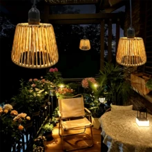 1pc Rattan Hand Woven Pendant Light, Hanging Pendant Light, Rattan Lamp Fixture, Bohemian Style, Battery Powered, Suitable For Kitchen, Dining Room, Living Room, Bedroom, Corridor, Entrance, Courtyard (Without Battery) - Battery Box - View 6