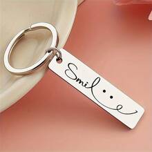 Móc khóa khắc hình mặt cười tối giản, bằng thép không gỉ, quà tặng cá nhân hóa cho Ngày Valentine, Giáng sinh, Kỷ niệm, Sinh nhật. - Đơn giản - Xem 5