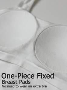 Áo camisole không đường may, tối giản, đa năng, có đệm mút, lý tưởng cho phong cách mùa hè thường ngày thời trang. - trắng - Xem 6