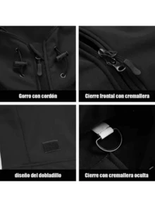 Men's Tactical Military Jacket, Thermal Waterproof - Black - View 6