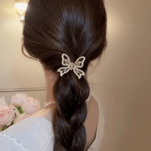 1pc Hollow Butterfly & Iris Flower Pearl Hair Claw - Gold - View 7