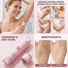 Dual-Head Electric Lady Shaver, Multifunctional Depilation Device Designed For Women, Suitable For Home And Travel Use, Great For Bikini Line, Eyebrows And Underarms, Wet & Dry, Rechargeable - Multicolor - View 5