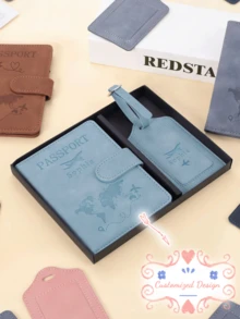 Bộ ví đựng hộ chiếu và thẻ hành lý bằng da cá nhân hóa - Ví du lịch thiết kế riêng, quà cầu hôn cho phù dâu/phù rể, quà tặng đám cưới, phụ kiện du lịch thiết yếu cho cô ấy/anh ấy, quà tặng du lịch cho cặp đôi. - Nhiều màu - Xem 2